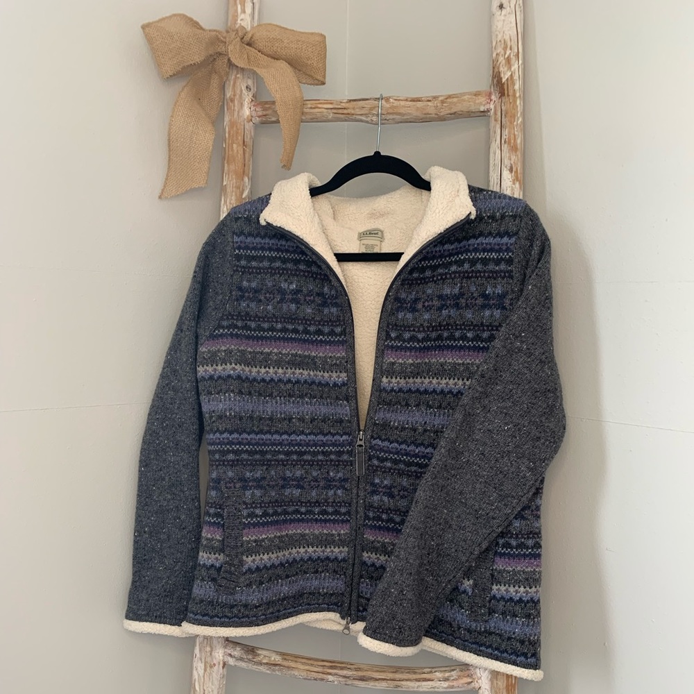 LL Bean Sherpa lined zip up sweater